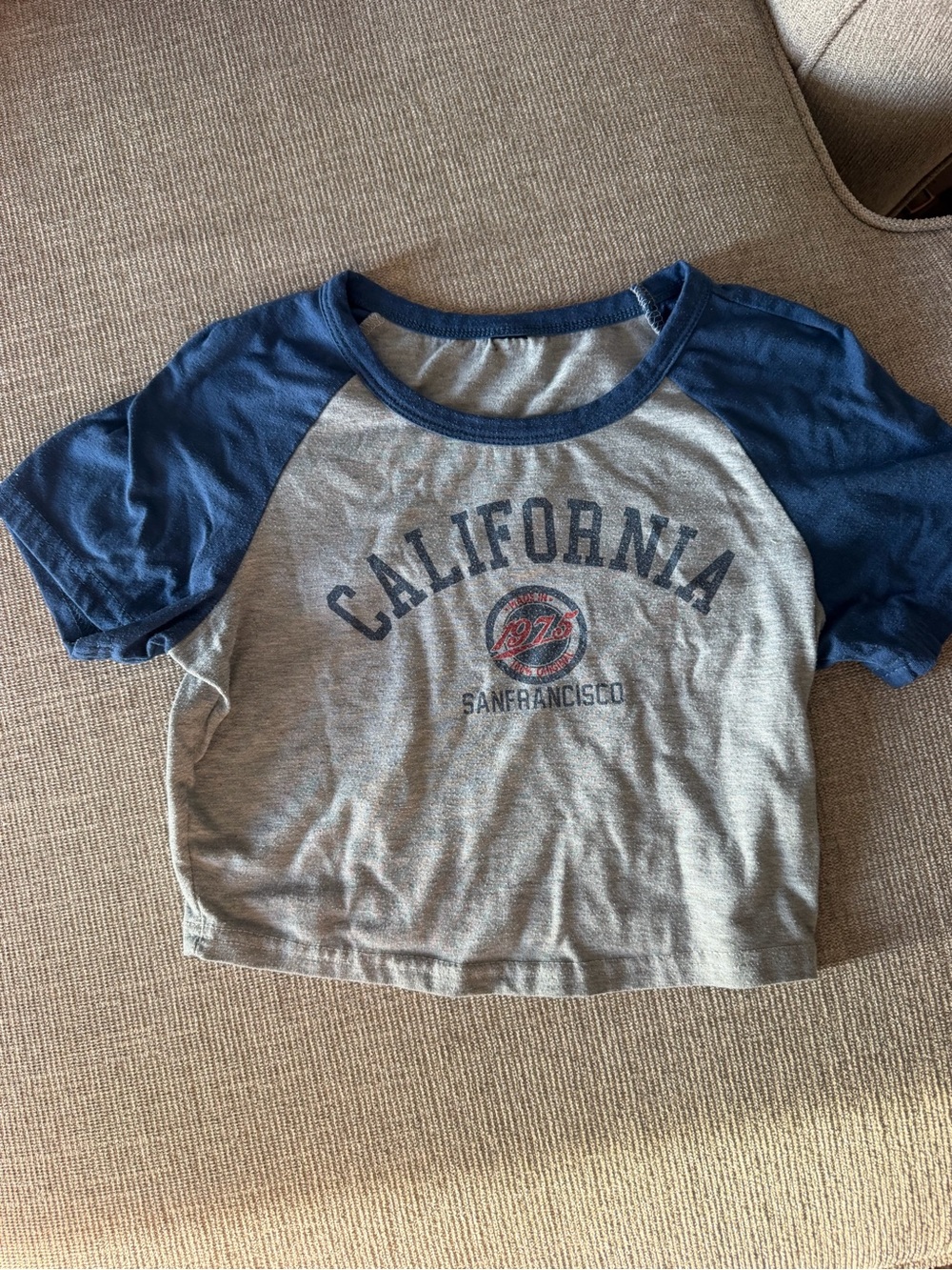 California Graphic Raglan Top - Blue and Gray - Picture 1 of 2